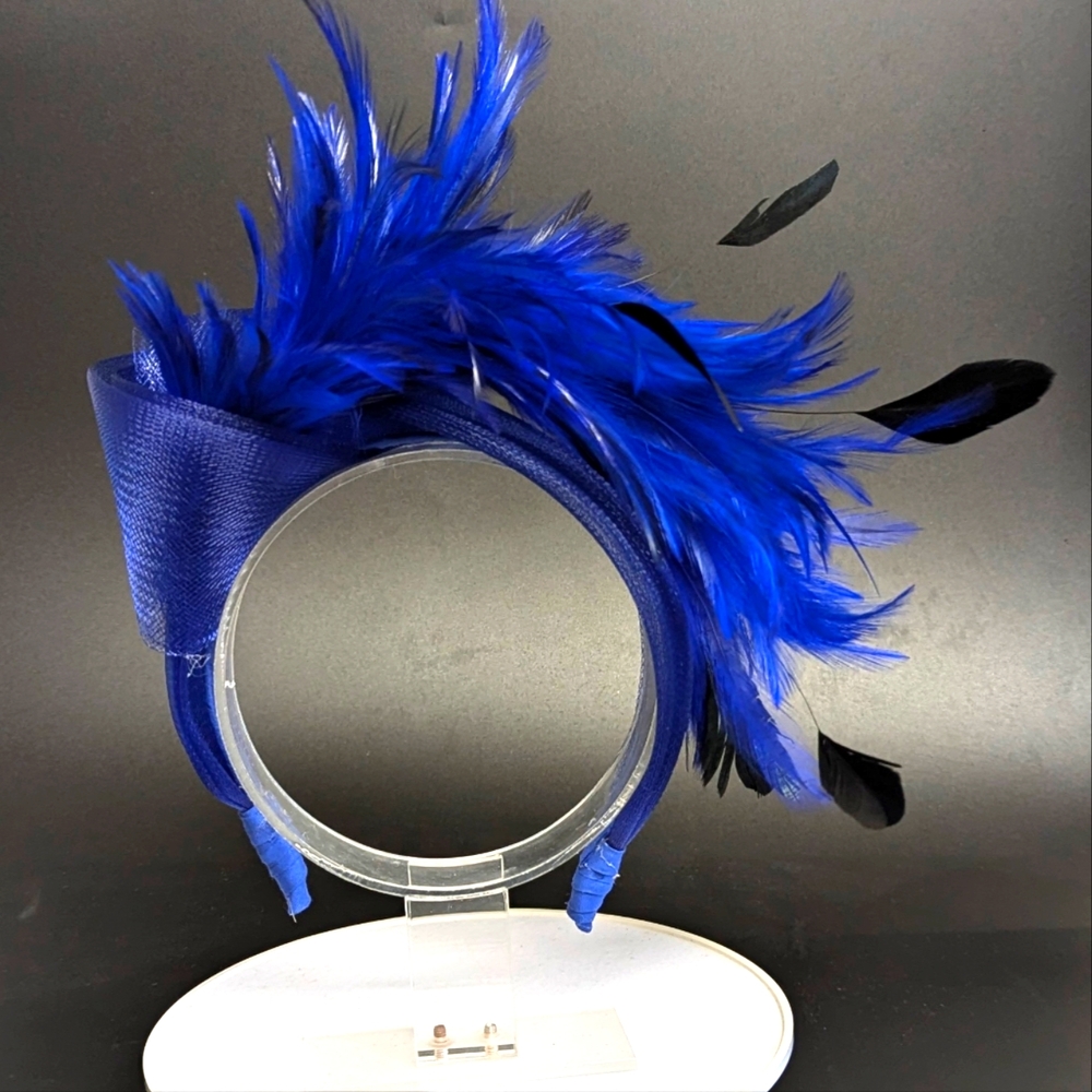 Royal Blue Headband with Feathers